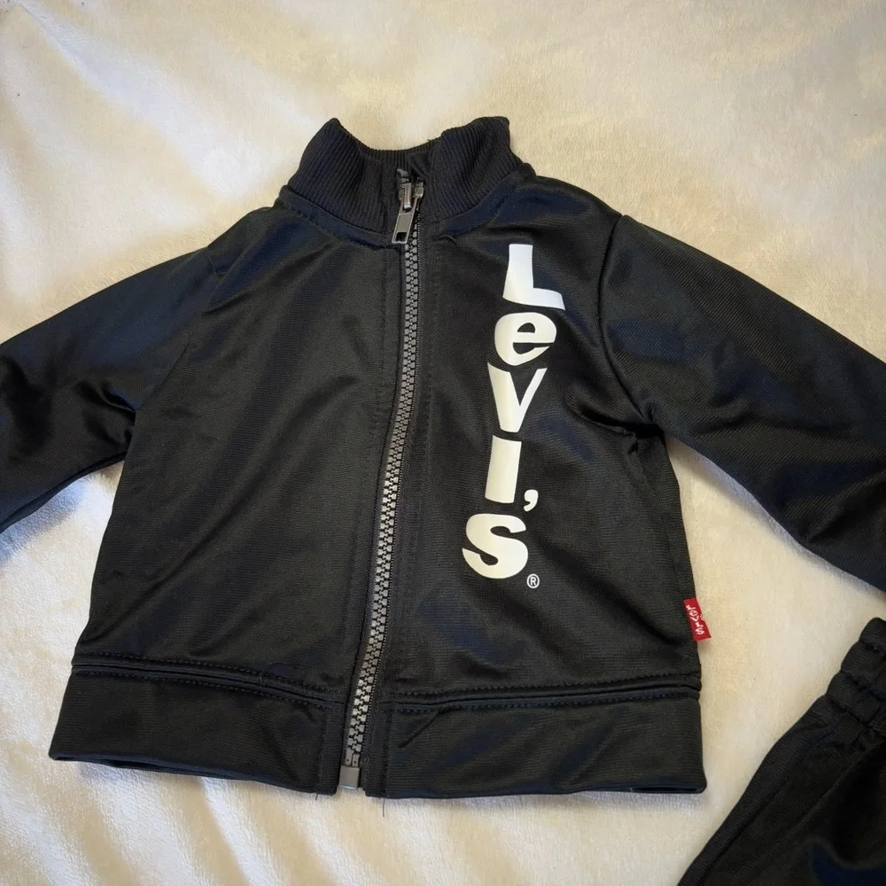 Levi matching track suit zip up and pants 3 months black